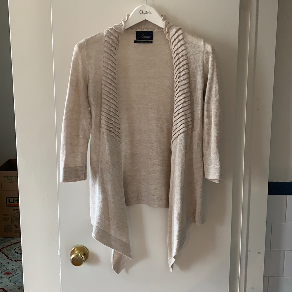 Line Oatmeal Waterfall Cardigan